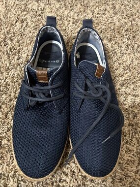 Ben Sherman Navy Knit Lace-Up Slip-On Loafers with Brown Tab